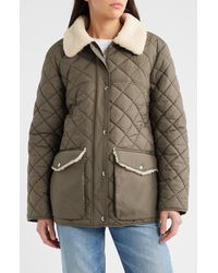 Sam Edelman - Quilted Twill Jacket With Faux Shearling Collar - Lyst