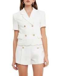 Endless Rose - Double Breasted Short Sleeve Tweed Blazer - Lyst