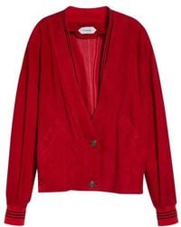 Versace - Lambskin Suede V-Neck Blouson Jacket - Lyst