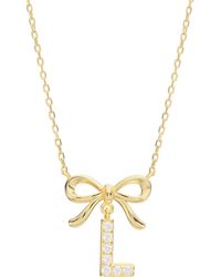 ATHRA LUXE - Cubic Zirconia Bow Initial Pendant Necklace - Lyst