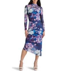 Steve Madden - Blare Floral Long Sleeve Mesh Midi Dress - Lyst