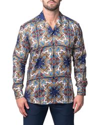 Maceoo - Archemedis Florentine Print Regular Fit Cotton Button-up Shirt - Lyst