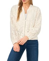 Halogen® - Floral Lace Knit Bomber Jacket - Lyst