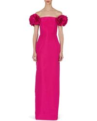 Carolina Herrera - Off The Shoulder Flower Sleeve Column Gown - Lyst
