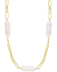 ATHRA LUXE - Faux Pearl Paper Clip Chain Necklace - Lyst