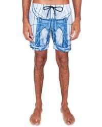 Brooklyn Brigade - Slim Fit Brooklyn Bridge Swim Trunks - Lyst