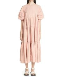 Co. - Tiered Bubble Sleeve Midi Dress - Lyst