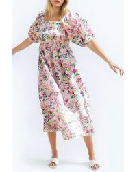 Jessie Zhao New York - Garden Smocked Cotton Silk Dress - Lyst