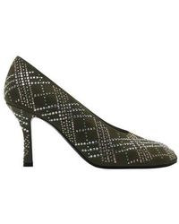 Burberry - Crystal Check Suede Baby Pumps - Lyst