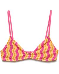 Mango - Wavy Stripe Textured Bikini Top - Lyst