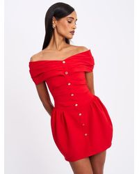 Miss Circle - Cait Off Shoulder Drop Waist Mini Dress - Lyst