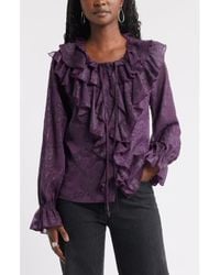 Treasure & Bond - Ruffle Neck Chiffon Top - Lyst