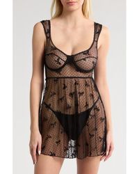 Kilo Brava - Dotted Mesh Underwire Babydoll Chemise - Lyst