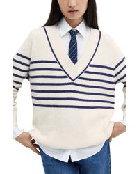 Mango - Stripe Oversize Sweater - Lyst
