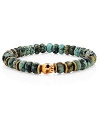 Mr Lowe by Sheryl Lowe - Mr Lowe African Bead Bracelet With Brass Spacer Beads And Carved Skull Bead - Lyst