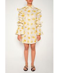 The Lulo Project - The Night Owl Floral Long Sleeve Stretch Cotton Shirtdress - Lyst