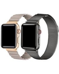 The Posh Tech - 2-Pack Leather & Stainless Steel Mesh Apple Watch Watchbands - Lyst