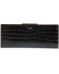 Saint Laurent - Croc-embossed Leather Clutch-on-chain - Lyst