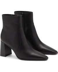 Mango - Block Heel Leather Bootie - Lyst