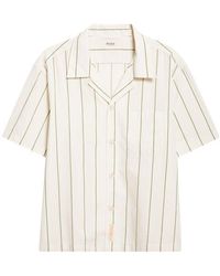 Bode - Celery Stripe Short Sleeve Cotton Button-Up Shirt - Lyst