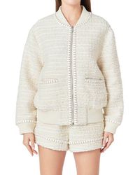 Endless Rose - Metallic Thread Detail Tweed Bomber Jacket - Lyst