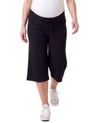 24seven Comfort Apparel - Maternity Basic Ribbed Knit Drawstring Flared Capri Pants - Lyst