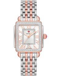 Michele - Deco Madison Mid Diamond Two-tone Bracelet Watch - Lyst