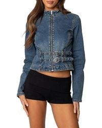 Edikted - Double Buckle Strap Denim Jacket - Lyst