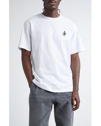JW Anderson - Anchor Logo Embroidered Cotton T-Shirt - Lyst