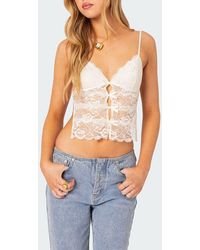 Edikted - Cara Sheer Lace Tie Back Camisole - Lyst