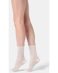 Oroblu - Cotton Blend Open Knit Crew Socks - Lyst