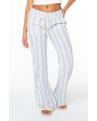 Roxy - Oceanside Stripe Linen Blend Pants - Lyst