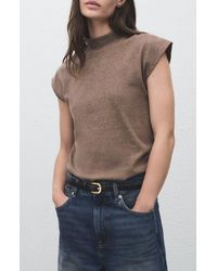Mango - Mock Neck Cap Sleeve Knit Top - Lyst