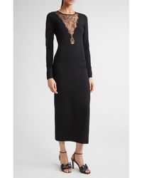 Giambattista Valli - Lace Detail Long Sleeve Knit Dress - Lyst