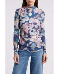 Rails - Joelle Floral Ruched Funnel Neck Top - Lyst