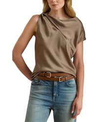 Ralph Lauren - Asymmetric Drape Charmeuse Top - Lyst
