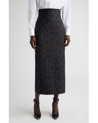 Alexander McQueen - Chalk Stripe Wool Pencil Skirt - Lyst