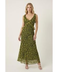 Modenaire - Polka Dot Ruffle Midi Dress With Tie Shoulder Straps - Lyst