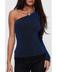 Princess Polly - One-Shoulder Metallic Knit Top - Lyst