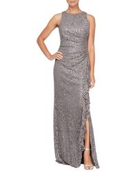 Alex Evenings - Ruffle Sequin Lace Gown - Lyst