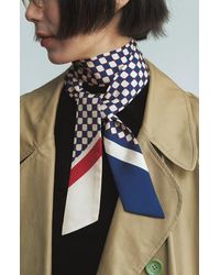 Lost Pattern - Checkerboard Skinny Silk Scarf - Lyst