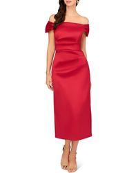 Aidan Mattox - Pleated Polyester Midi Dress - Lyst
