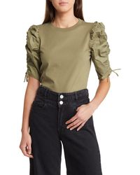 FRAME - Ruched Sleeve T-shirt - Lyst