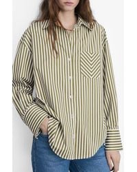 Mango - Stripe Cotton Blend Button-Up Shirt - Lyst