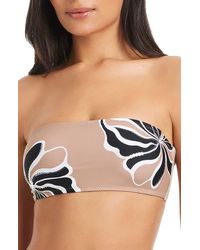 Sanctuary - Sequin Floral Bandeau Bikini Top - Lyst