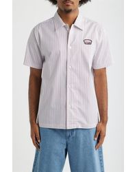 Saint Studio - Santo Stripe Short Sleeve Cotton Button-Up Shirt - Lyst