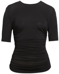 Alaïa - Pleats Ruched Jersey T-Shirt - Lyst