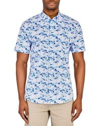 Con.struct - Slim Fit Sailboat Recycled 4-Way Stretch Performance Short Sleeve Shirt - Lyst