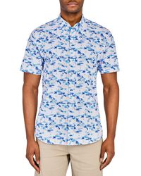 Con.struct - Slim Fit Sailboat Recycled 4-Way Stretch Performance Short Sleeve Shirt - Lyst
