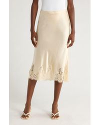 Reformation - Lace Trim Silk Midi Skirt - Lyst